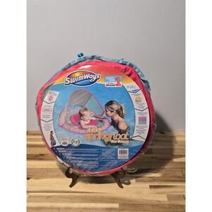 SwimWays Swim Step 1 Baby Spring Float Sun Canopy Pink With Mermaid Unicorns